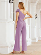 Numbersea Women's One Shoulder Long Jumpsuit Formal Evening Dress Long Bridesmaid Dresses Pants Wedding Party 28034