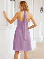 Baoleely Halter Chiffon Bridesmaid Dresses Short Sleeveless Formal Party Dress Open Back 28023