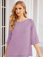 Sunnderly Elegant 2 Piece Mother of The Bride Dress Plus Size Pant Suits Ruffle Layers Sliver Housecoat SY28064