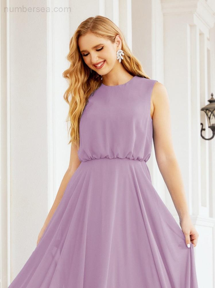 Numbersea Sleeveless Long Bridesmaid Dress A line Formal Evening Prom Gown 28025