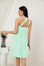 Baoleely Women Chiffon Short One Shoulder Bridesmaid Dress Formal Dresses for Party Homecoming 2804