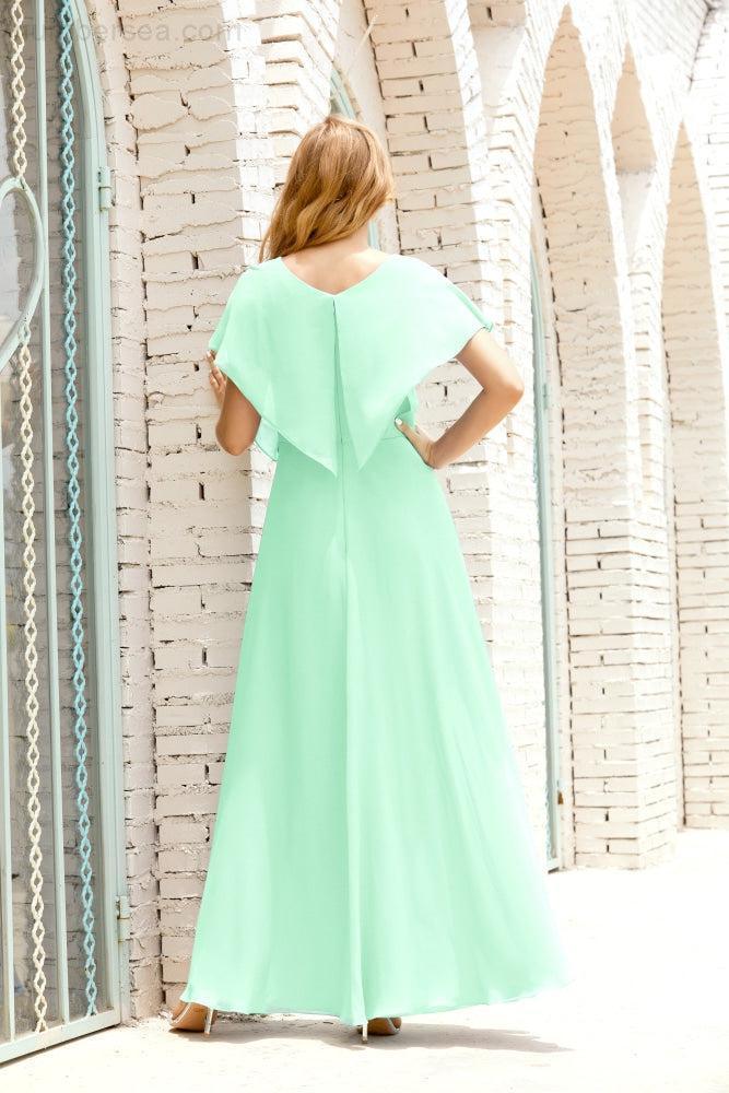 Baoleely  Mother of The Bride Dresses Plus Size V-Neck Floor Length Formal Prom Dress for Wedding Guest 28020