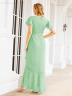 Numbersea Ruffled Bridesmaid Dresses Mermaid Formal Violin Evening Party Prom Gowns 28042