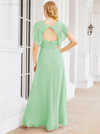 Sunnderly Bridesmaid Dresses Cape Formal Prom Dress Open Back Gowns for Mother of The Bride SY28058