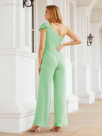 Numbersea Women's One Shoulder Long Jumpsuit Formal Evening Dress Long Bridesmaid Dresses Pants Wedding Party 28034