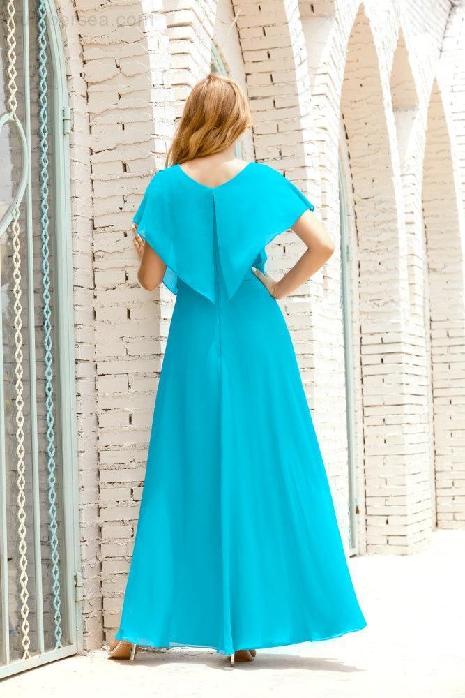 Baoleely  Mother of The Bride Dresses Plus Size V-Neck Floor Length Formal Prom Dress for Wedding Guest 28020