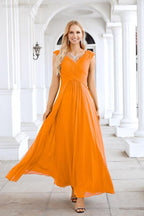 Ladies Chiffon V Neck Sleeveless Floor Length Bridesmaid Evening Dress Wedding Party Evening Dress 28126