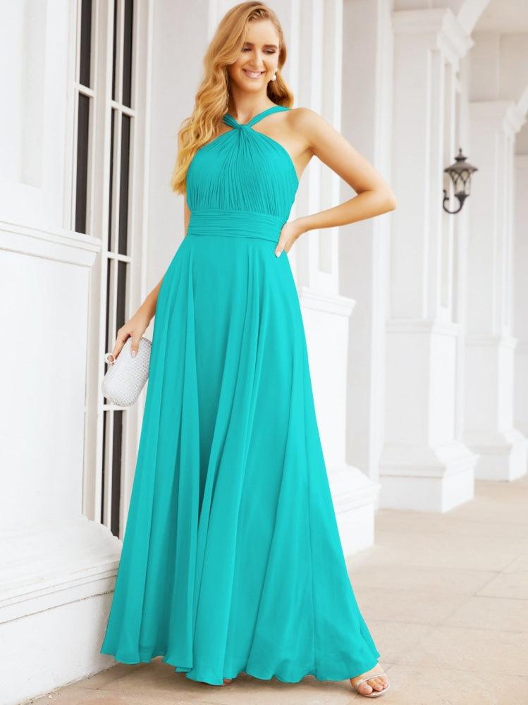 Numbersea Crisscross Halter Bridesmaid Dresses for Party Wedding Evening Prom Maxi Ball Gowns 28053