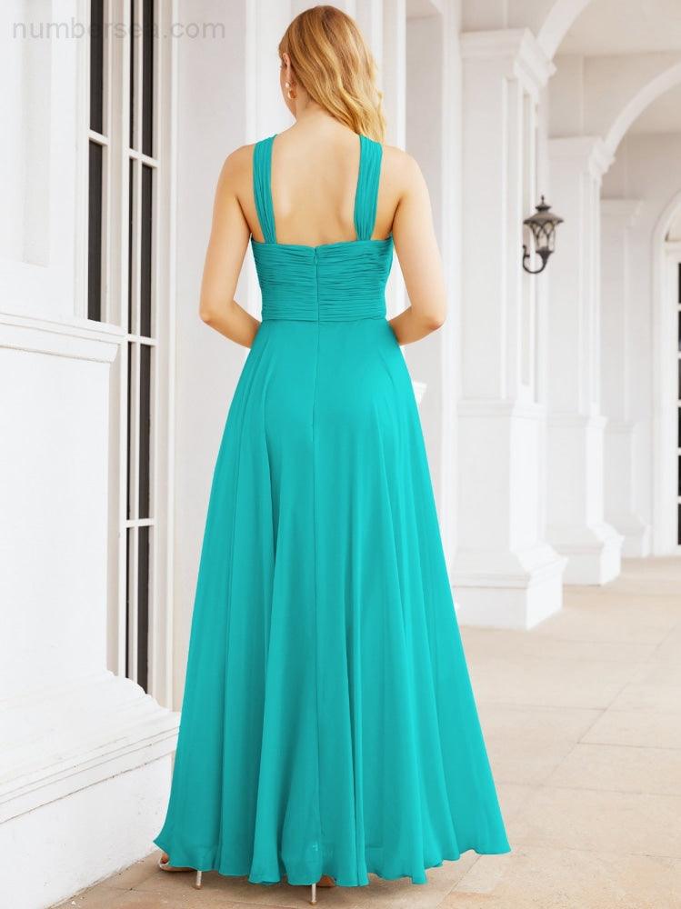 Numbersea Crisscross Halter Bridesmaid Dresses for Party Wedding Evening Prom Maxi Ball Gowns 28053