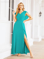Sunnderly Bridesmaid Dresses Cape Formal Prom Dress Open Back Gowns for Mother of The Bride SY28058