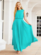 Numbersea Sleeveless Long Bridesmaid Dress A line Formal Evening Prom Gown 28025