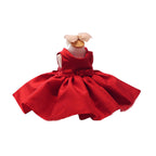 Cute Baby Girls Red Sleeveless Flower Girl Dress Toddler First Communion Dress