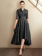 Sheath/Column V-Neck Tea-Length Mother of the Bride Dresses