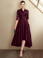 Sheath/Column V-Neck Tea-Length Mother of the Bride Dresses