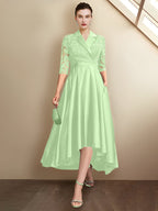 Sheath/Column V-Neck Tea-Length Mother of the Bride Dresses