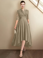 Sheath/Column V-Neck Tea-Length Mother of the Bride Dresses