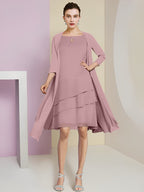 A-Line/Princess Jewel Neck Knee-Length Mother of the Bride Dresses
