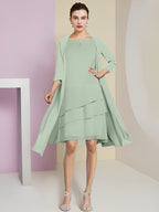 A-Line/Princess Jewel Neck Knee-Length Mother of the Bride Dresses