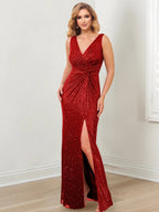 Sheath/Column V-Neck Floor-Length Mother of the Bride Dresses