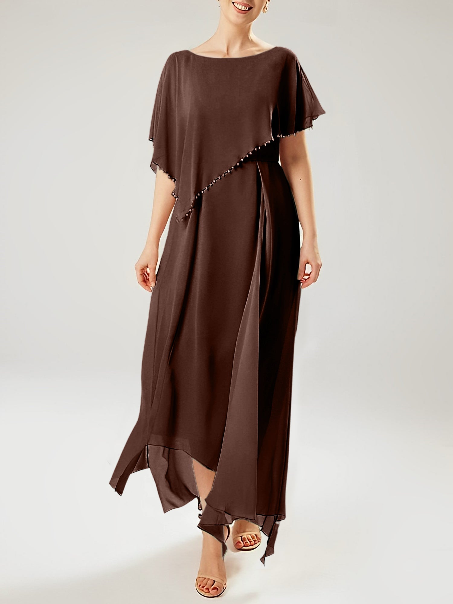Sheath/Column Scoop Short Sleeves Mother of the Bride Dresses with Tassel