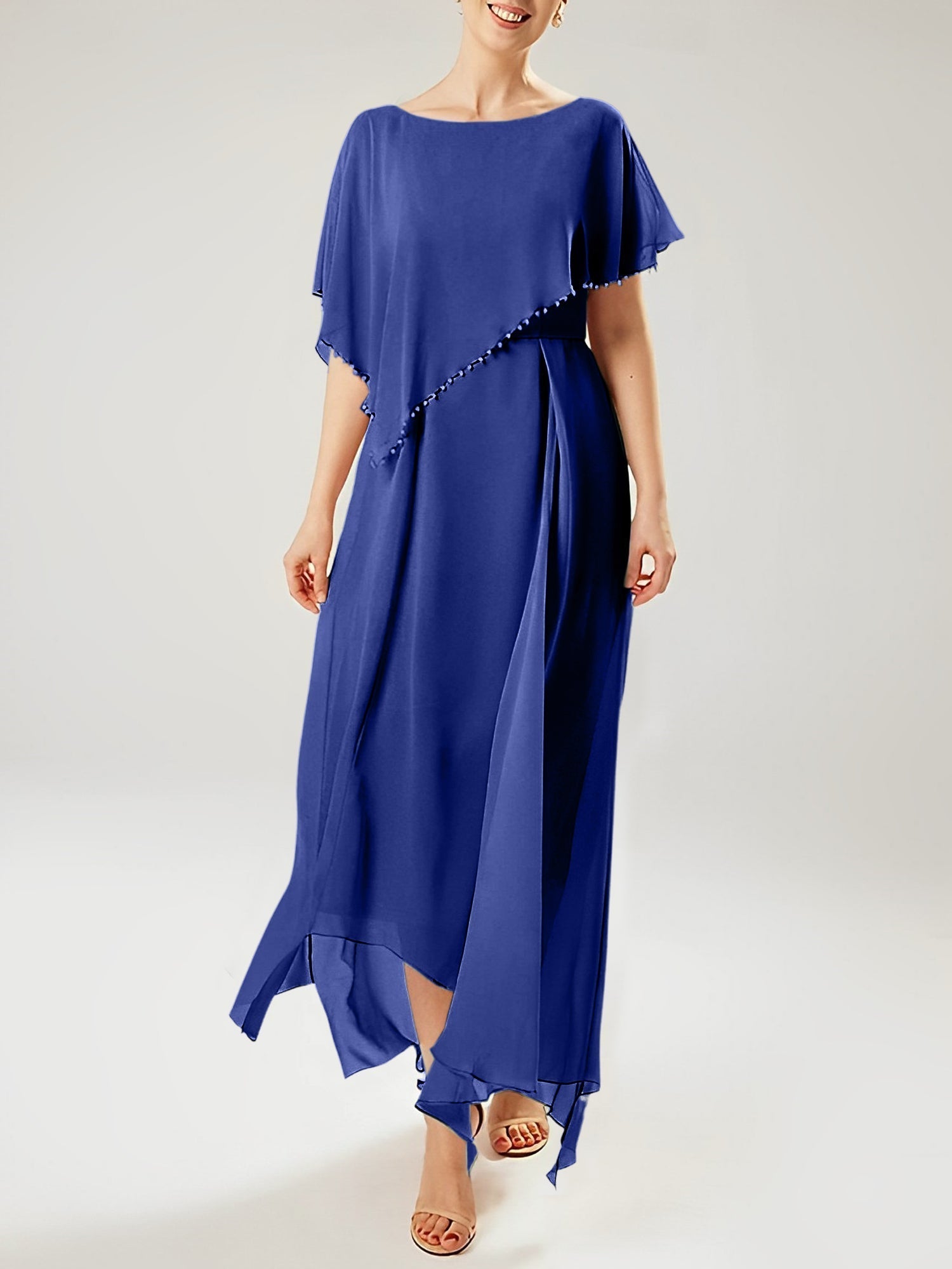 Sheath/Column Scoop Short Sleeves Mother of the Bride Dresses with Tassel
