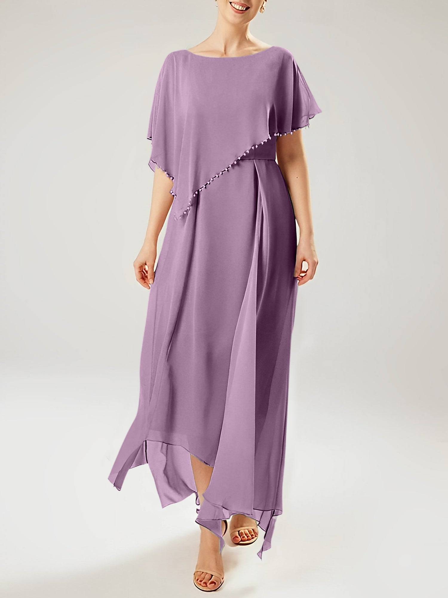 Sheath/Column Scoop Short Sleeves Mother of the Bride Dresses with Tassel