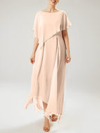 Sheath/Column Scoop Short Sleeves Mother of the Bride Dresses with Tassel