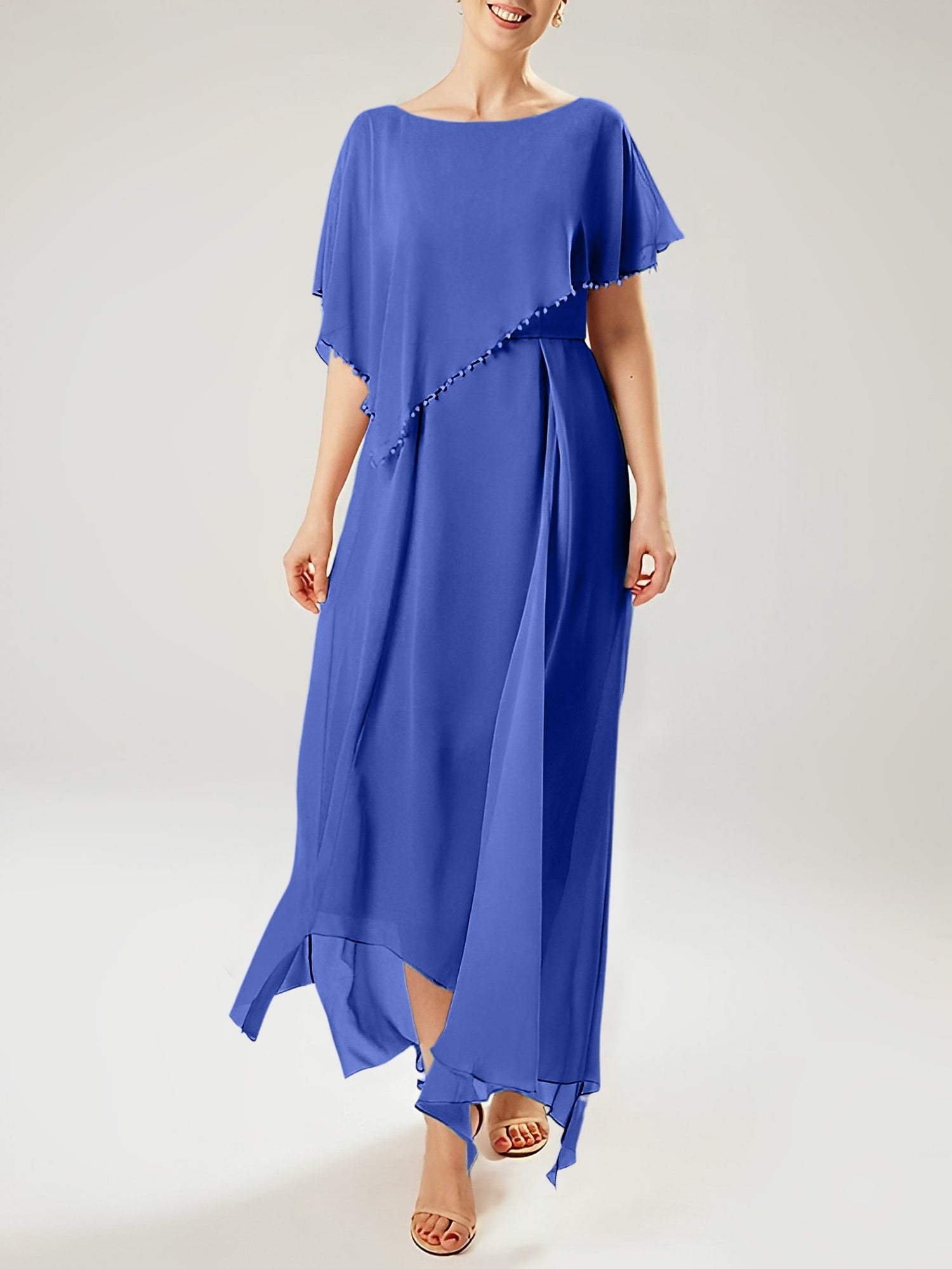 Sheath/Column Scoop Short Sleeves Mother of the Bride Dresses with Tassel