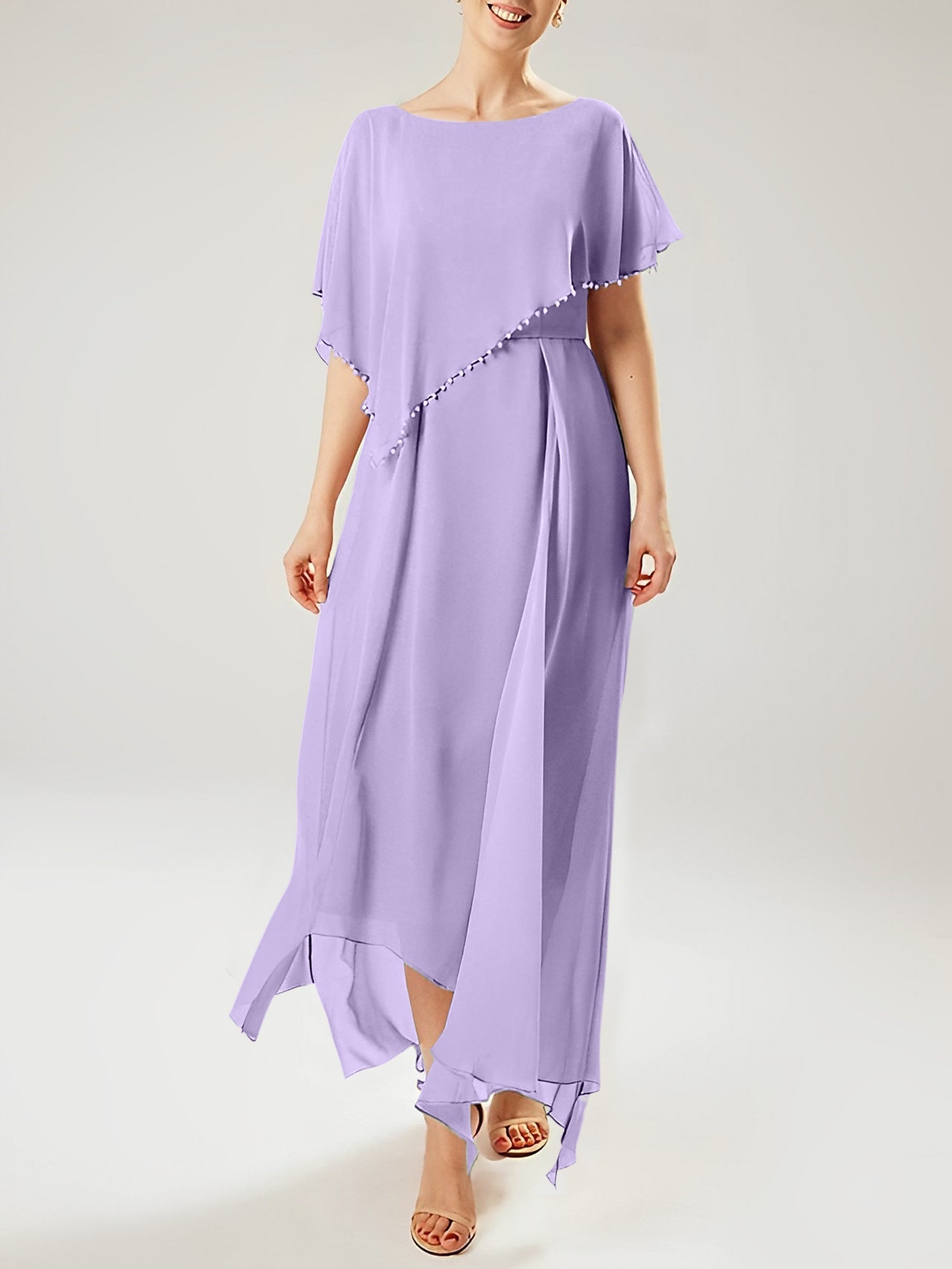 Sheath/Column Scoop Short Sleeves Mother of the Bride Dresses with Tassel