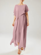 Sheath/Column Scoop Short Sleeves Mother of the Bride Dresses with Tassel