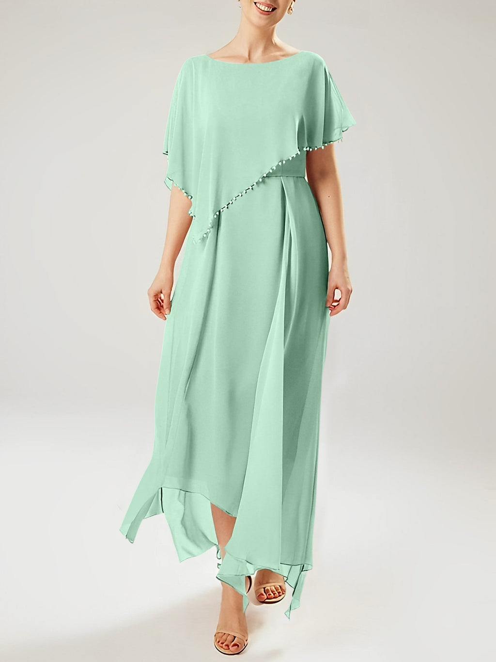 Sheath/Column Scoop Short Sleeves Mother of the Bride Dresses with Tassel