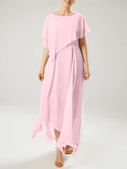 Sheath/Column Scoop Short Sleeves Mother of the Bride Dresses with Tassel