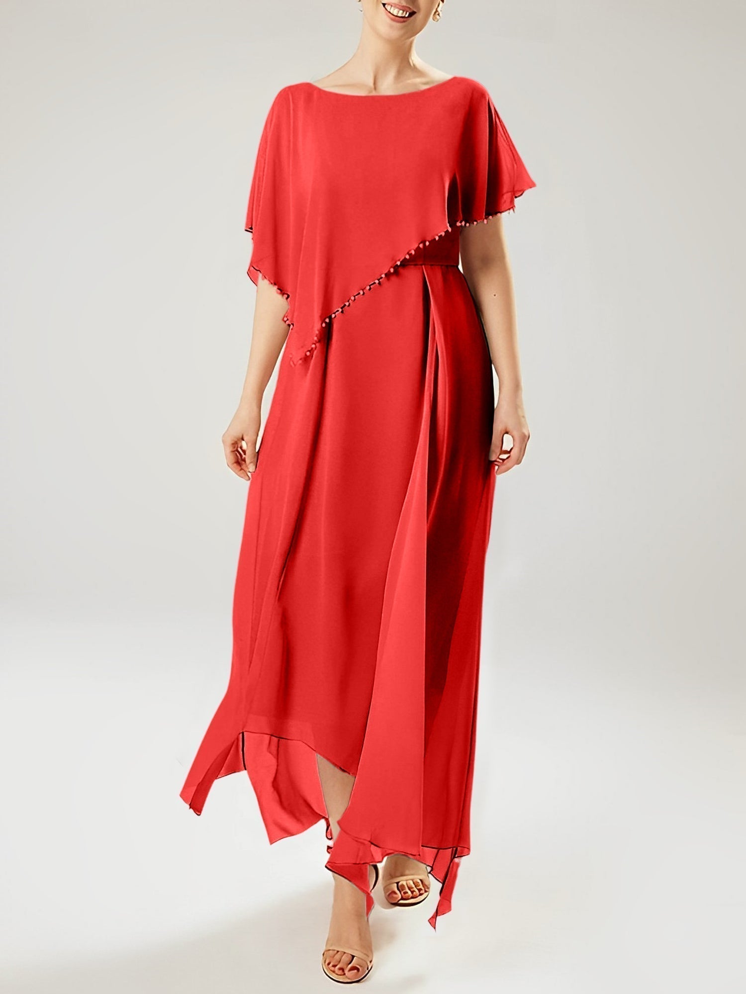Sheath/Column Scoop Short Sleeves Mother of the Bride Dresses with Tassel