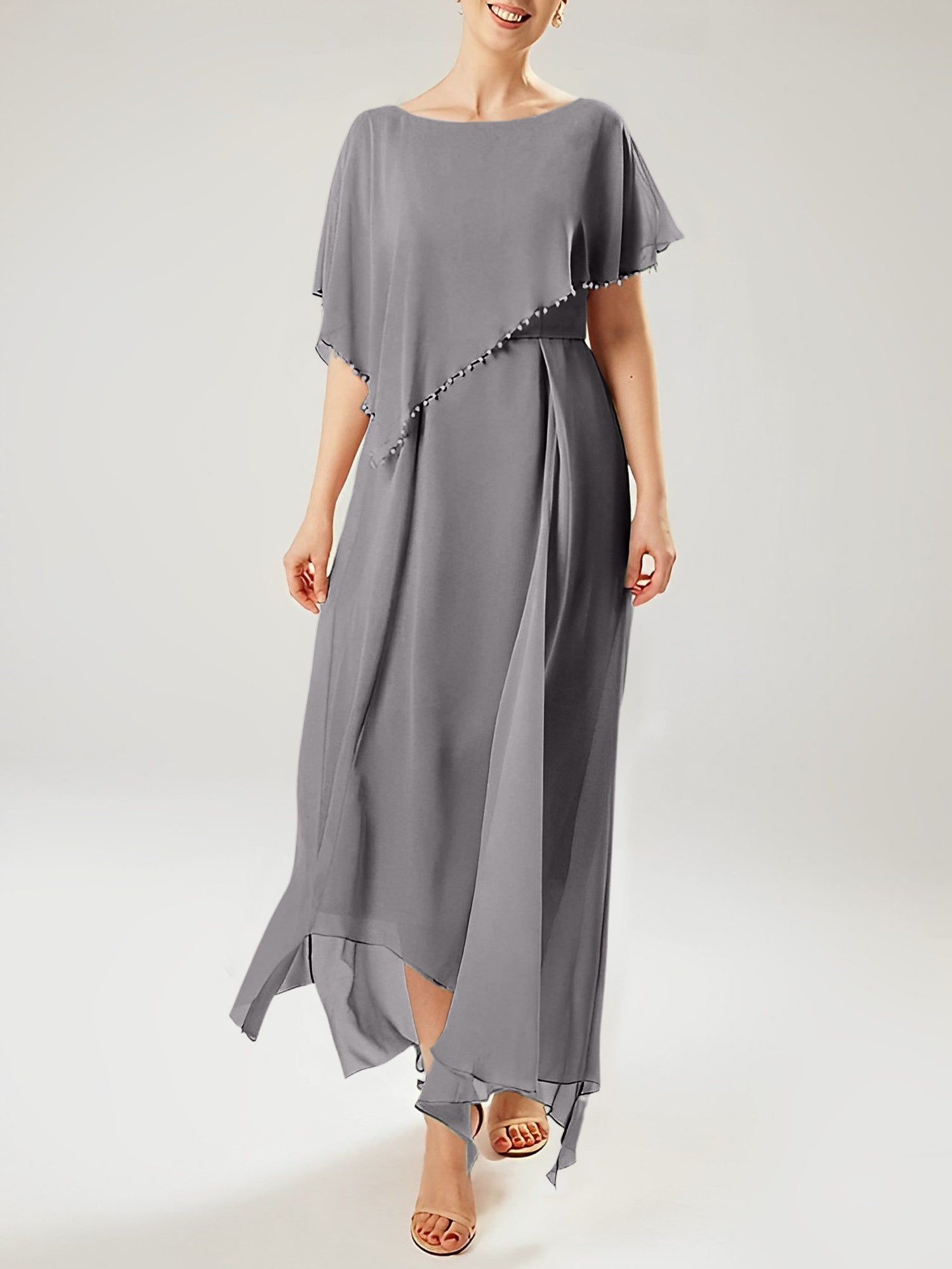 Sheath/Column Scoop Short Sleeves Mother of the Bride Dresses with Tassel