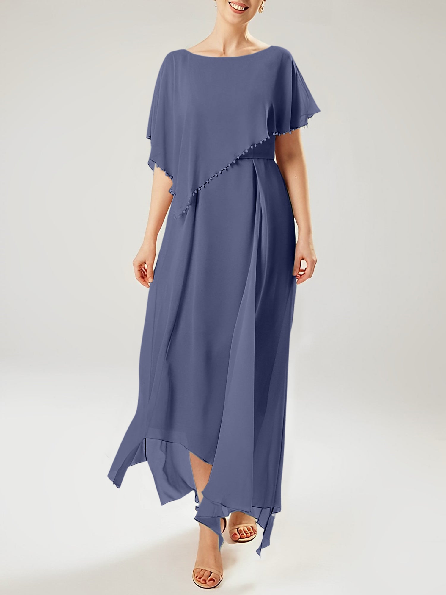 Sheath/Column Scoop Short Sleeves Mother of the Bride Dresses with Tassel