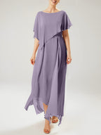 Sheath/Column Scoop Short Sleeves Mother of the Bride Dresses with Tassel