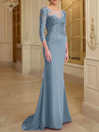 Trumpet/Mermaid Scoop Long Sleeves Mother of the Bride Dresses With Lace
