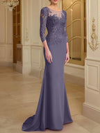 Trumpet/Mermaid Scoop Long Sleeves Mother of the Bride Dresses With Lace