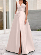 A-Line/Princess V-Neck Sleeveless  Mother Of The Bride Dresses With Split Side