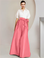 A-Line/Princess  Shirt Collar Short Sleeves 2 pieces Mother Of The Bride Dresses