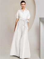 A-Line/Princess  Shirt Collar Short Sleeves 2 pieces Mother Of The Bride Dresses