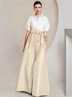 A-Line/Princess  Shirt Collar Short Sleeves 2 pieces Mother Of The Bride Dresses