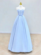 A-Line Sweetheart Neck Satin Ball Gown Long Prom Dress Formal Dress