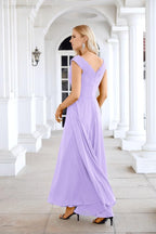 Ladies Chiffon V Neck Sleeveless Floor Length Bridesmaid Evening Dress Wedding Party Evening Dress 28126