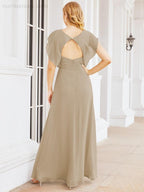 Sunnderly Bridesmaid Dresses Cape Formal Prom Dress Open Back Gowns for Mother of The Bride SY28058