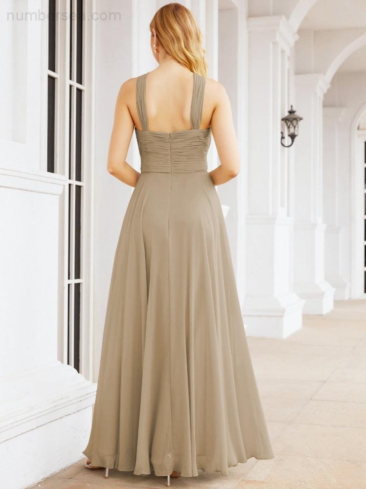 Numbersea Crisscross Halter Bridesmaid Dresses for Party Wedding Evening Prom Maxi Ball Gowns 28053