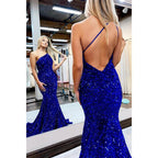 Unique One Shoulder Sequins Burgundy Prom Dress Glitter