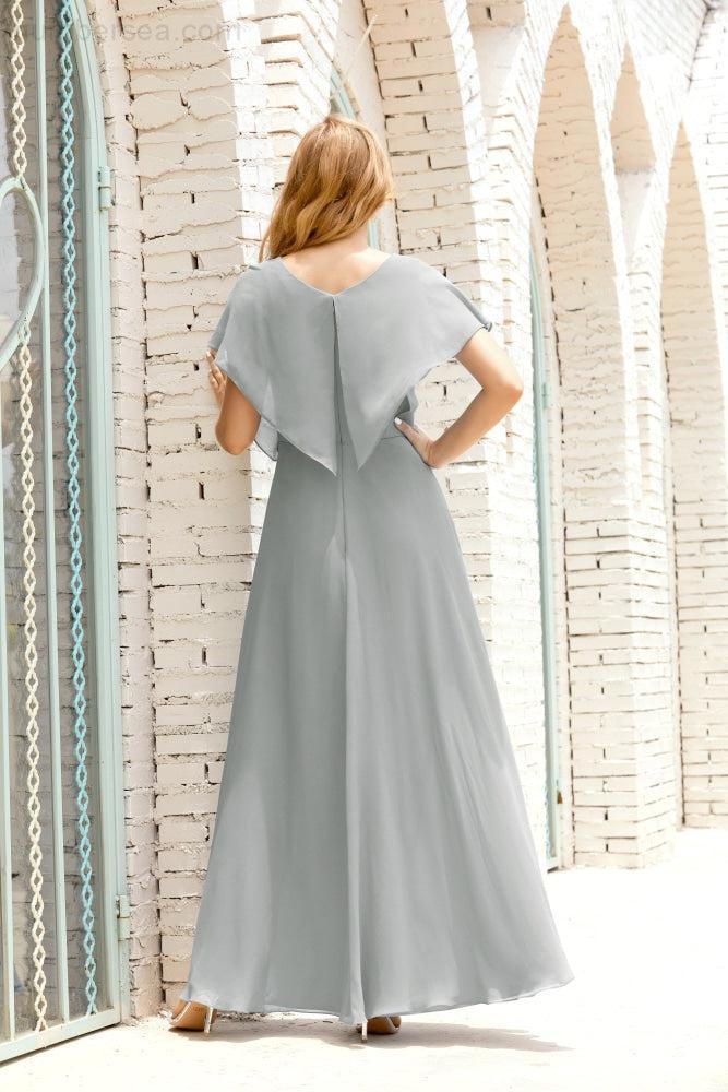 Baoleely  Mother of The Bride Dresses Plus Size V-Neck Floor Length Formal Prom Dress for Wedding Guest 28020