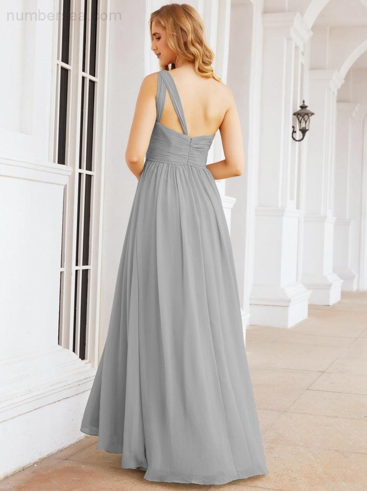 Numbersea One Shoulder Bridesmaid Dresses Long Maxi Formal Evening Party Prom Gowns 28061