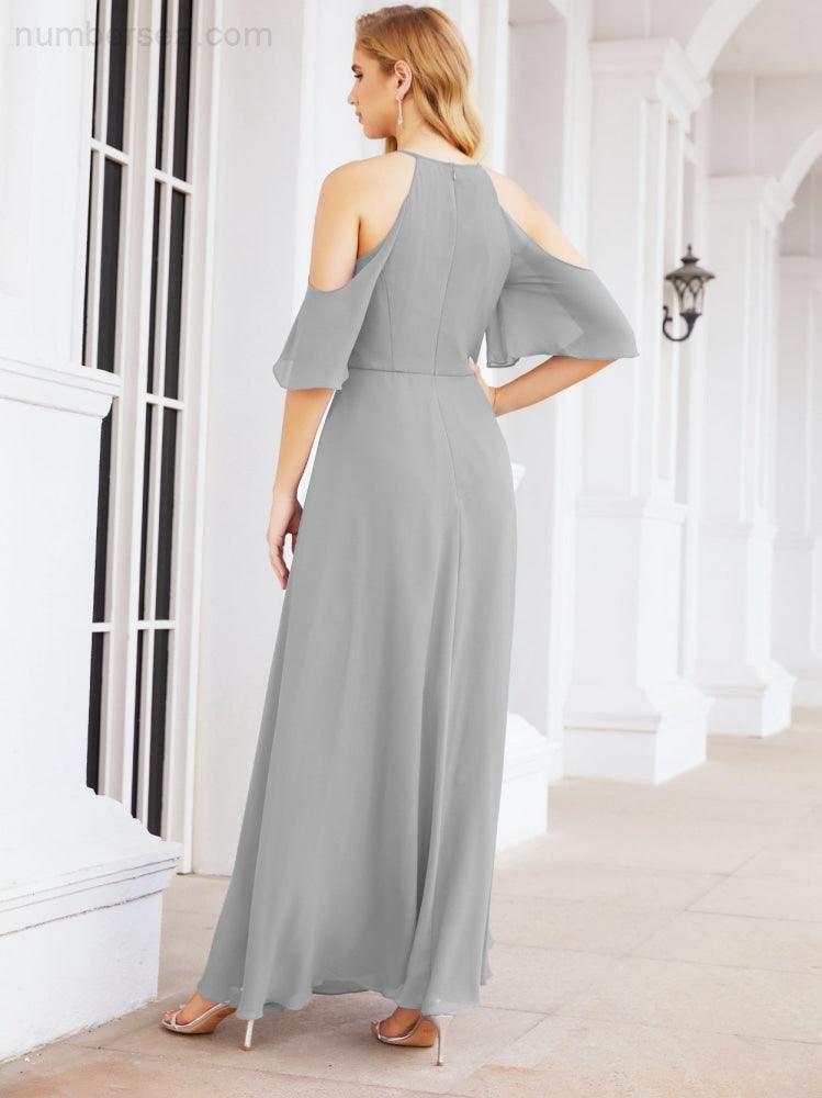Numbersea Cold Shoulder Bridesmaid Dresses A-Line Long Formal Evening Gowns 28074